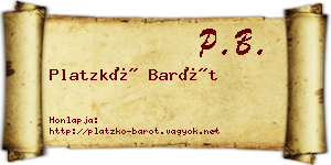 Platzkó Barót névjegykártya